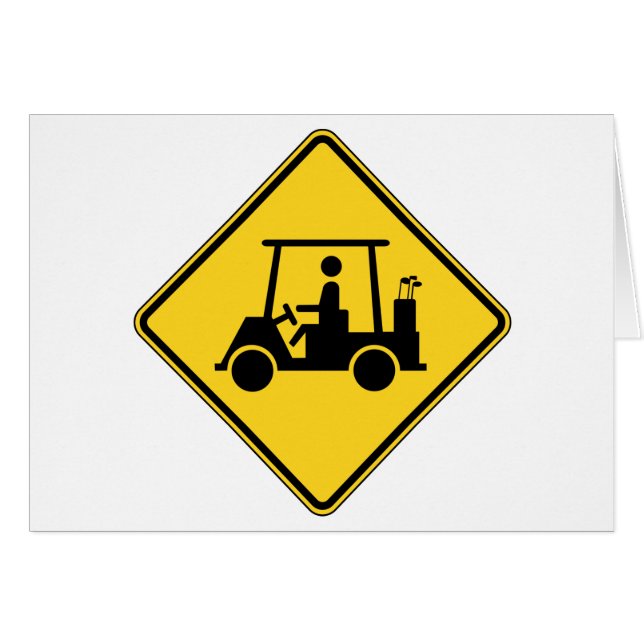 Caution Golf Cart Sign Card (Front Horizontal)