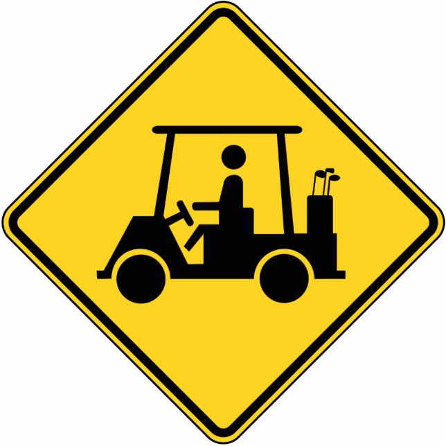 Caution Golf Cart Sign Statuette (Front)