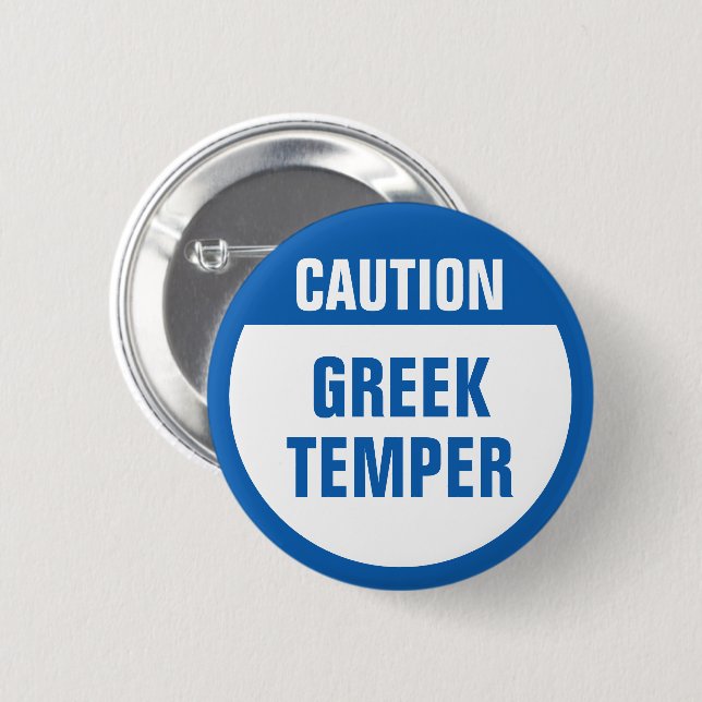 Caution Greek Temper Button (Front & Back)