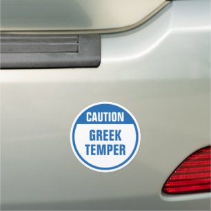 Caution Greek Temper Car Magnet