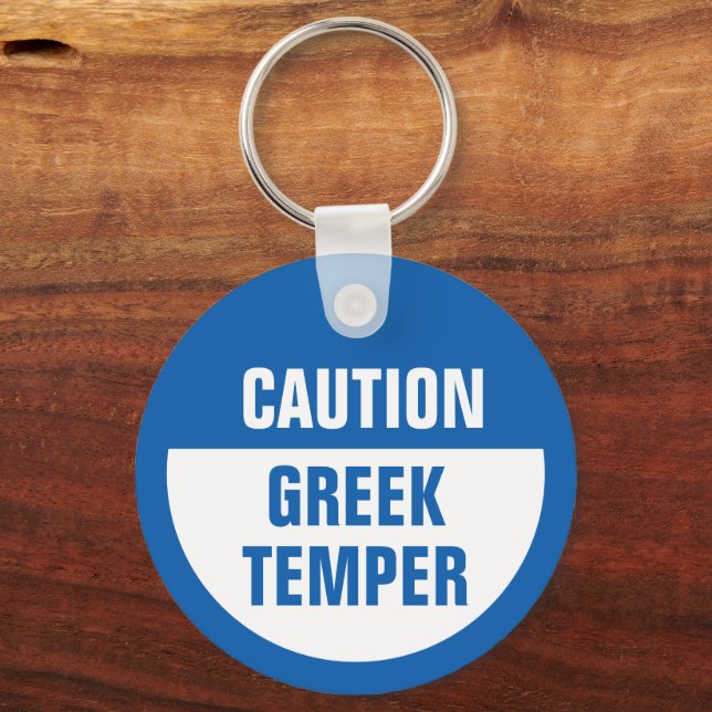 Caution Greek Temper Keychain (Front)