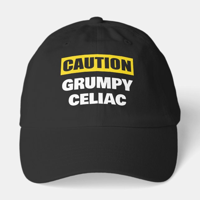 Caution Grumpy Celiac Coeliac Funny  Hat (Front)