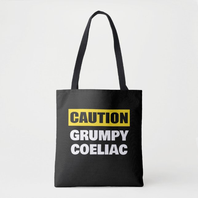 Caution Grumpy Coeliac Celiac Tote Bag (Front)