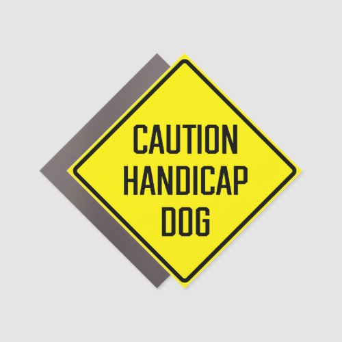CAUTION HANDICAP DOG CAR MAGNET