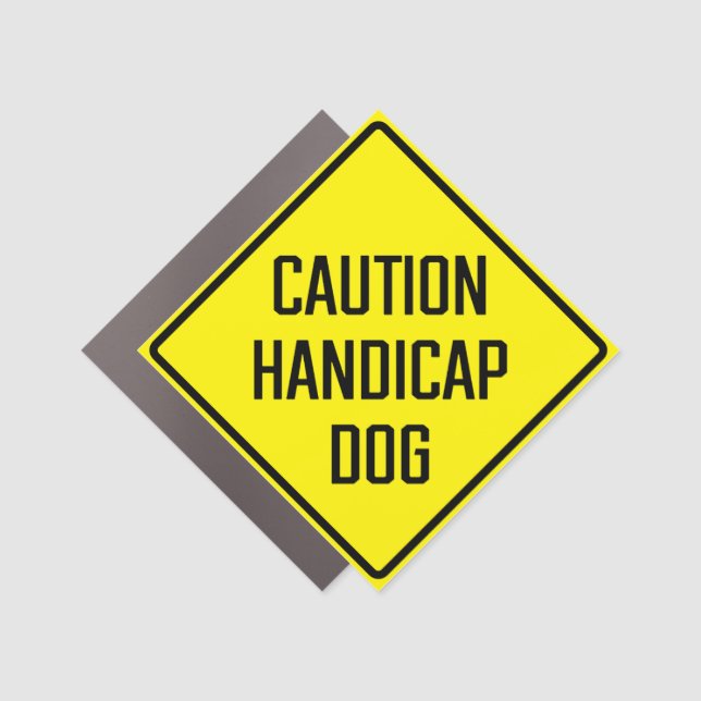 CAUTION HANDICAP DOG CAR MAGNET (Front)