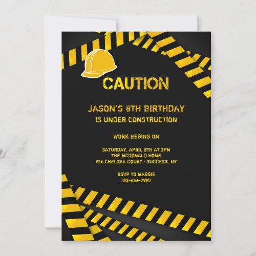 Caution Hard Hat Invitation