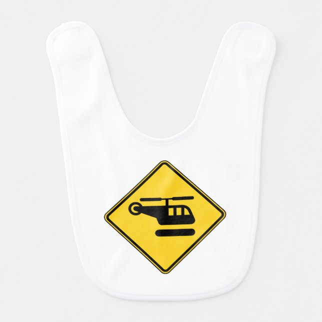 Caution Helicopter Sign Baby Bib (Front)