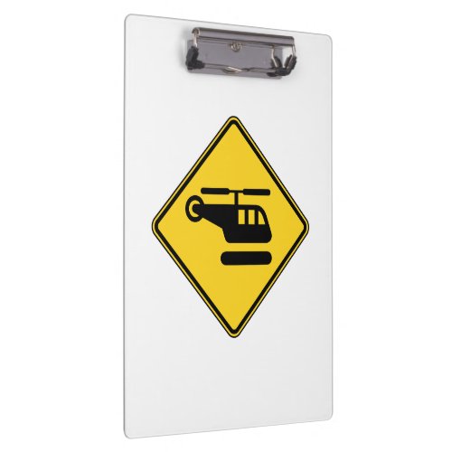 Caution Helicopter Sign Clipboard
