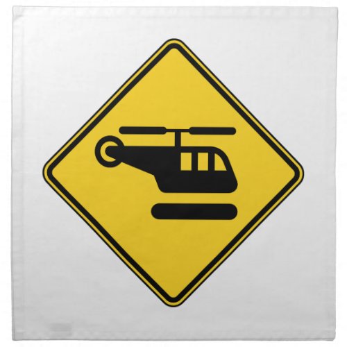 Caution Helicopter Sign Cloth Napkin