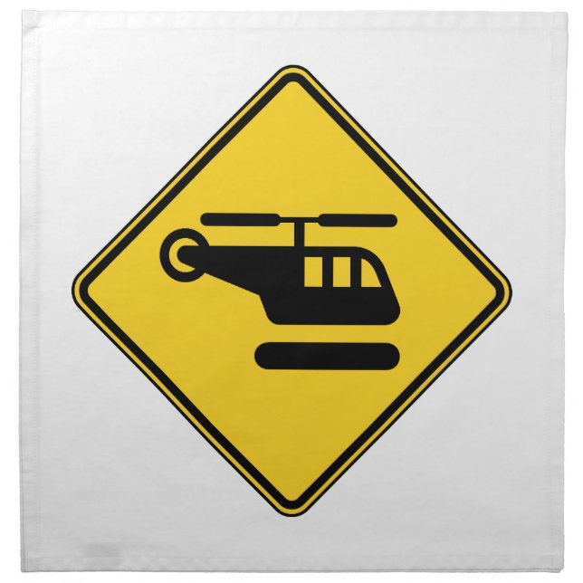 Caution Helicopter Sign Cloth Napkin (Front)