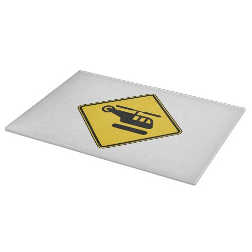 Caution Helicopter Sign Cutting Board