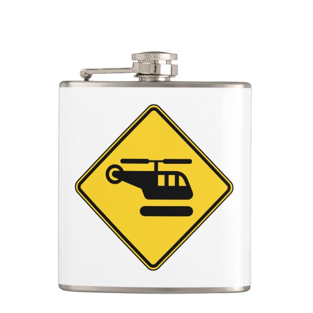 Caution Helicopter Sign Flask (Front)