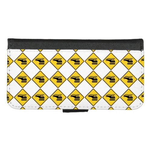 Caution Helicopter Sign iPhone 87 Wallet Case