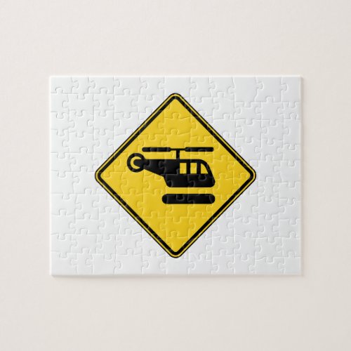 Caution Helicopter Sign Jigsaw Puzzle