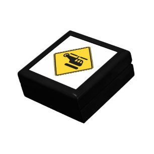 Caution Helicopter Sign Keepsake Box