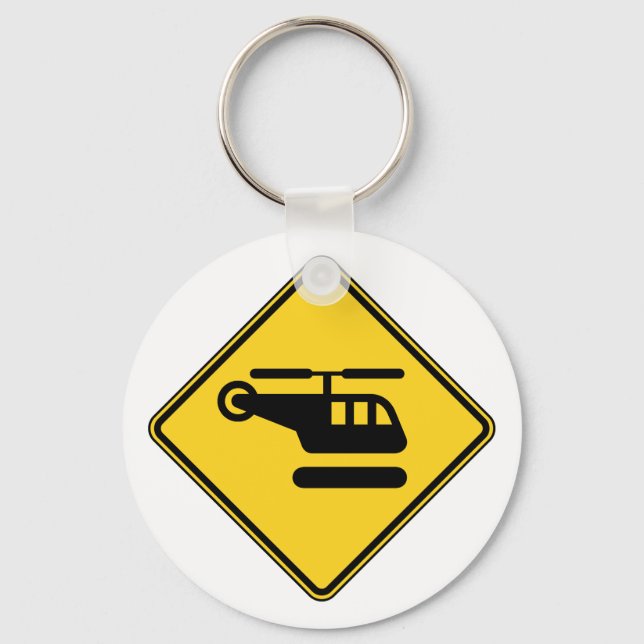Caution Helicopter Sign Keychain (Front)
