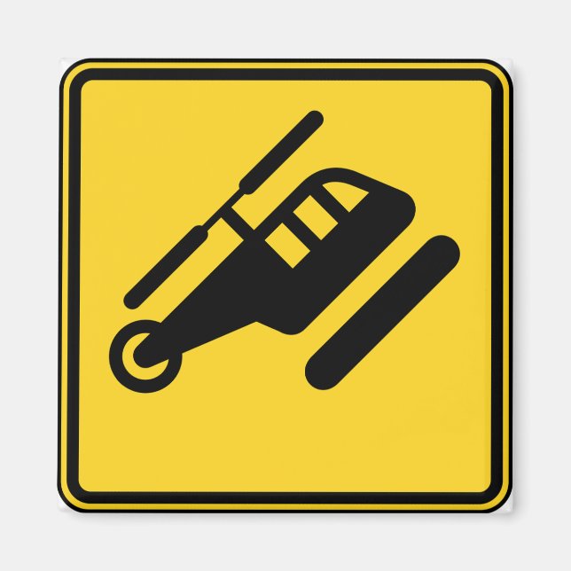 Caution Helicopter Sign Magnet (Front)