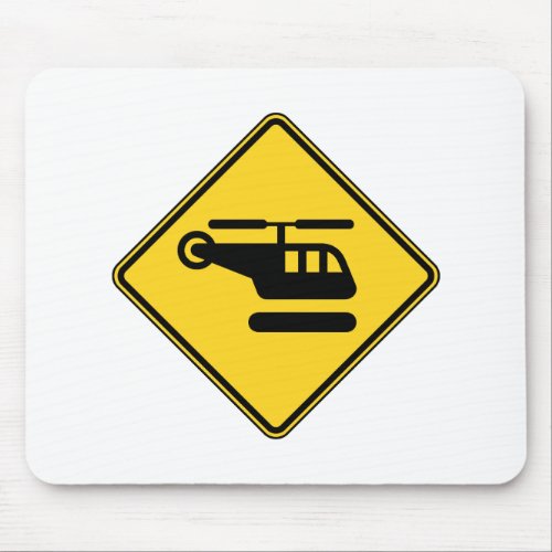 Caution Helicopter Sign Mouse Pad