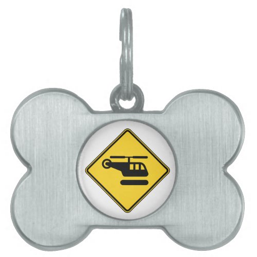 Caution Helicopter Sign Pet ID Tag