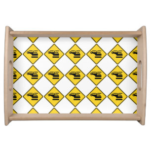 Caution Helicopter Sign Serving Tray