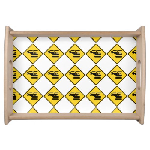 Caution Helicopter Sign Serving Tray