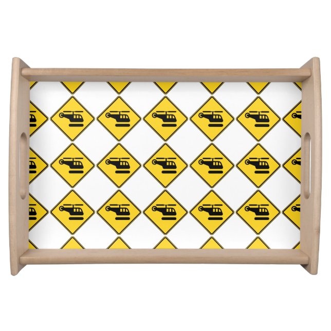 Caution Helicopter Sign Serving Tray (Front)