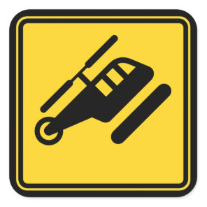 Caution Helicopter Sign Square Sticker