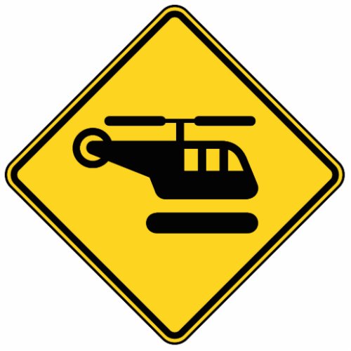Caution Helicopter Sign Statuette
