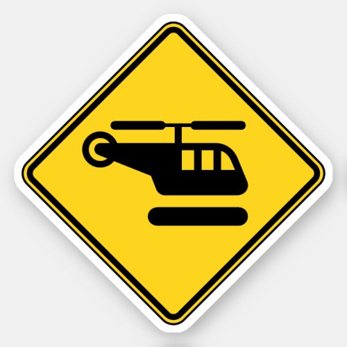 Caution Helicopter Sign Sticker