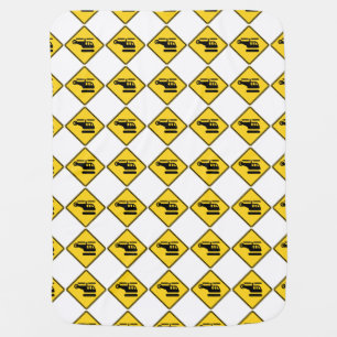 Caution Helicopter Sign Stroller Blanket