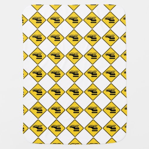 Caution Helicopter Sign Stroller Blanket