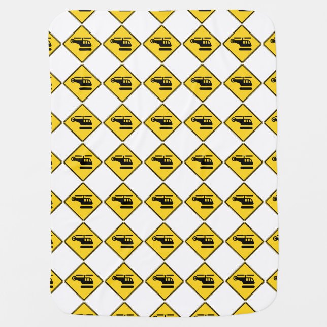 Caution Helicopter Sign Stroller Blanket (Front)