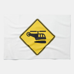 Caution Helicopter Sign Towel