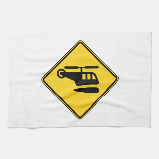 Caution Helicopter Sign Towel (Horizontal)