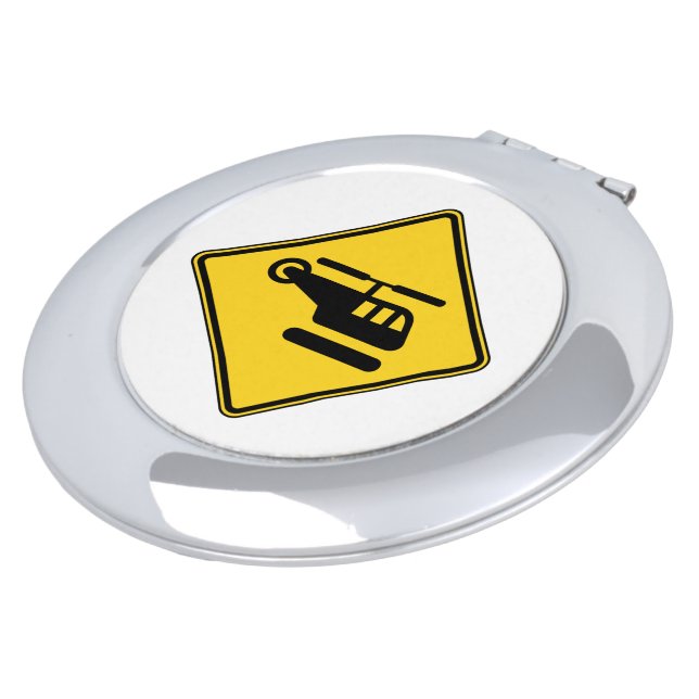 Caution Helicopter Sign Vanity Mirror (Turned)