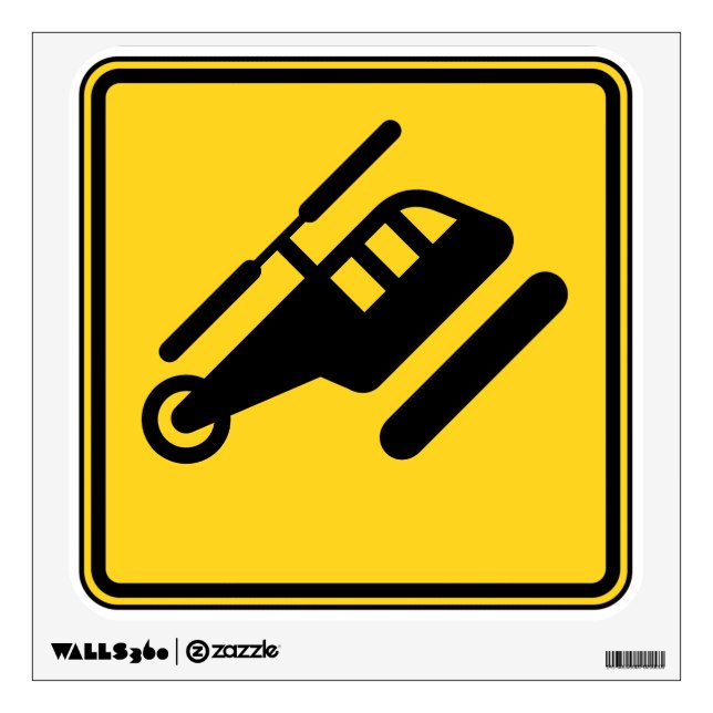 Caution Helicopter Sign Wall Decal (Front)