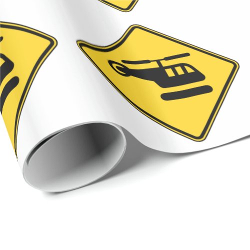Caution Helicopter Sign Wrapping Paper