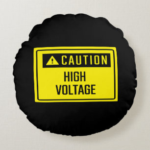 Caution High Voltage Sign Round Pillow