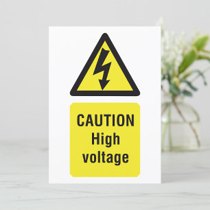 Caution High Voltage Warning Sign Invitation