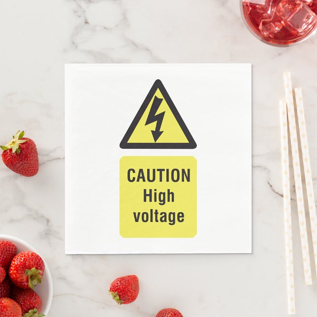 Caution High Voltage Warning Sign Napkins (Creator Uploaded)