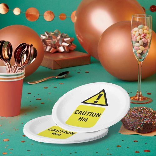 Caution Hot Sign Paper Plates