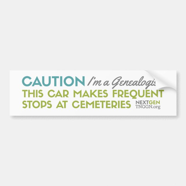 Caution I'm a Genealogist Bumper Sticker (Front)