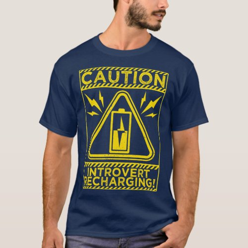 Caution Introvert Recharging Funny Humor Sayings Q T_Shirt