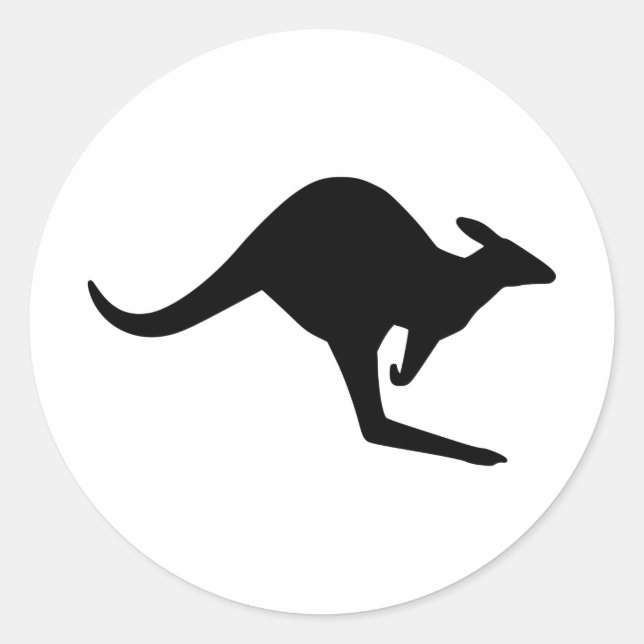 Caution Kangaroo Classic Round Sticker (Front)
