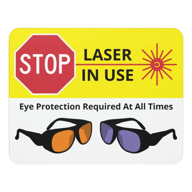 Caution Laser In Use Eye Protection Door Sign (Contemporary Front)