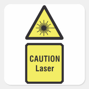 Caution Laser Warning Sign Square Sticker