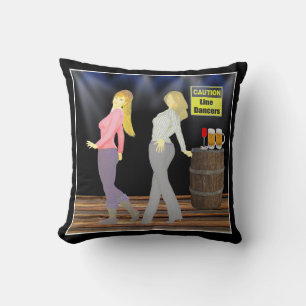 Caution Line Dancers Women On Dance Floor Throw Pillow