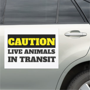 Caution live animals in transit magnetic warning car magnet