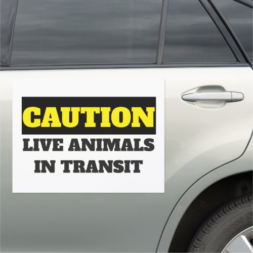Caution live animals in transit warning car magnet