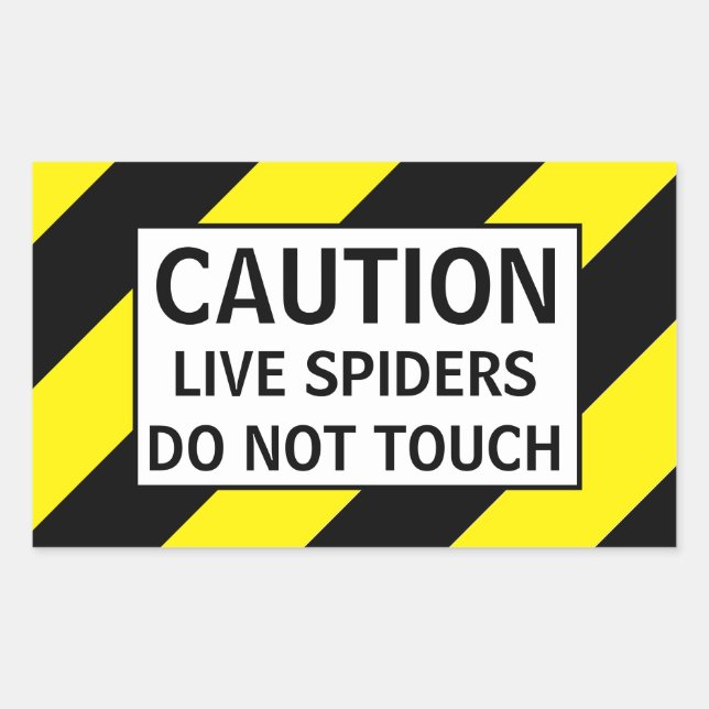 CAUTION LIVE SPIDERS RECTANGULAR STICKER (Front)